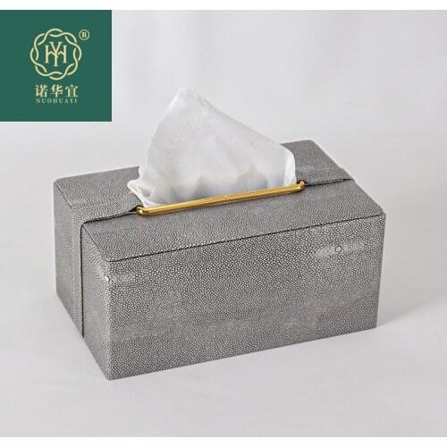 Gray Tissue Box Container Creative Leather Tissue Box Rectangle Storage Paper Towel Dispenser Servilletero Tissue Boxes BG50TB