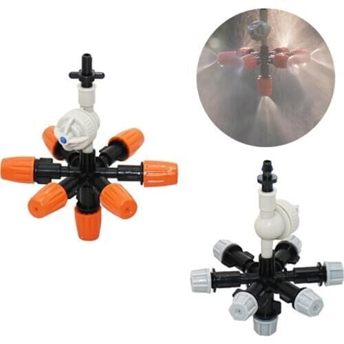 Drip Irrigation Hanging Misting Nozzle 7-Way Fog Sprinklers For Garden Water Sprayer Greenhouse 1set