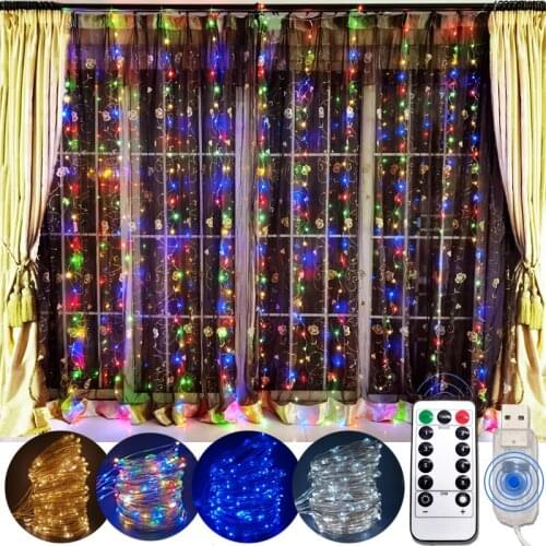 LED String Lights Christmas Decoration Remote Control USB Wedding Garland Curtain 3M Lamp Holiday For Bedroom Bulb Outdoor Fairy