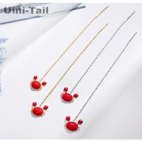 Uini-Tail 2019 new listing 925 sterling silver red small crab ear line temperament fashion trend sweet and lovely high quality