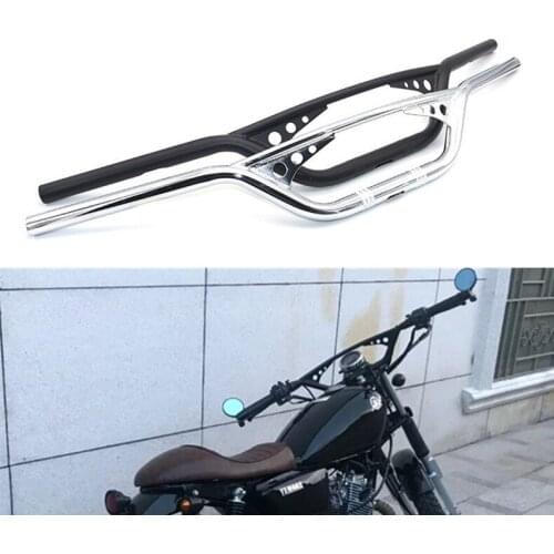 Universal Motorcycle 1" 25mm Black/Chrome Tracker Handlebars Drag Bar Fit For Harley Chopper Bobber Sportster