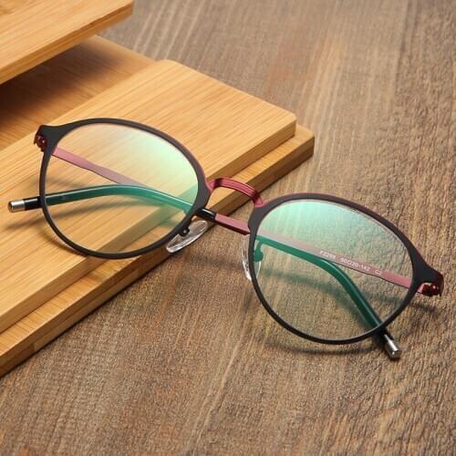 Retro Plain Artistic round Frame Glasses Frame Men/Can Be Equipped with Myopia Glasses Rim Women