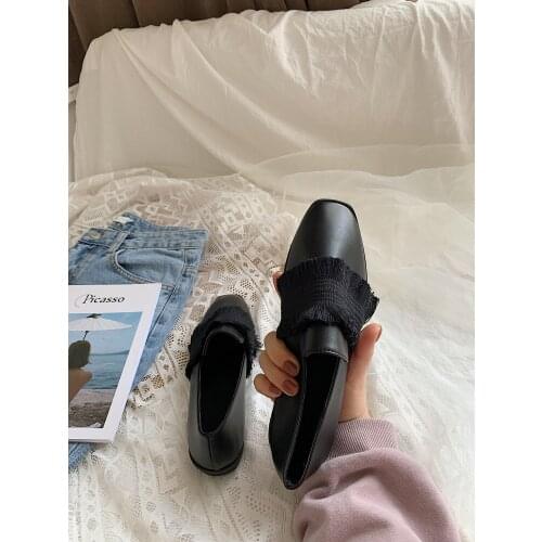 British style small leather shoes women 2020 summer new square head college style retro casual loafers