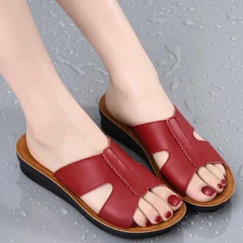 PUPUDA Women Slippers Summer Large Size 41 Casual Leather Slippers Comfortable Trend Casual Shoes Women Sandals