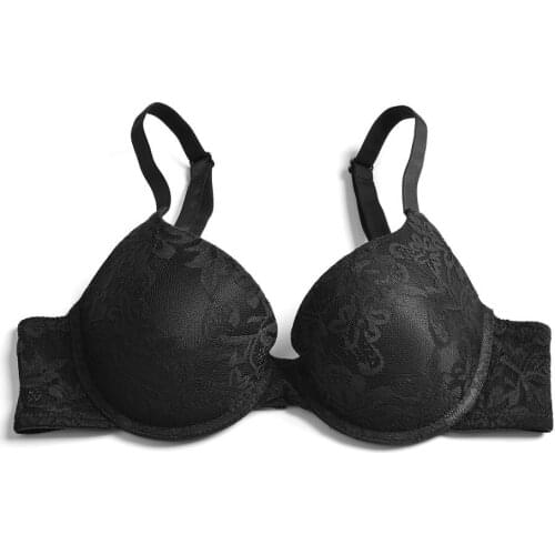 Vgplay Black Lace Lingerie Padded Push Up Women Bbra Embroidery Floral Brassiere Swell Gather Bras for Women A B C D E Cup