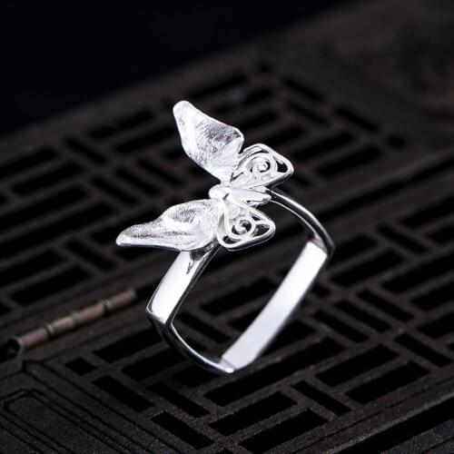 Butterfly Ring 100% 925 Sterling Silver Unique Design Insect for Women opening Ring Fashion fine Jewelry gifts