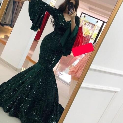 Prom Evening Dresses 2020 Woman Party Night Celebrity Mermaid Long Dress Elegant Plus Size Arabic Formal Gown