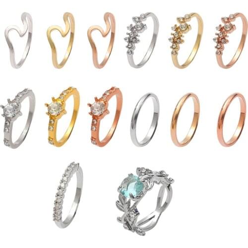 Size 6 7 8 9 10 Mix Styles Personalized Love Crystal Zircon Rings 1Pc For Women Men Finger Ring Wedding Fashion Jewelry Gift