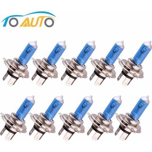 10pcs H4 Halogen Bulb 55W 12V Super Bright Car Headlight Lamp Fog Lights High Power Auto Light Bulbs 5000K White