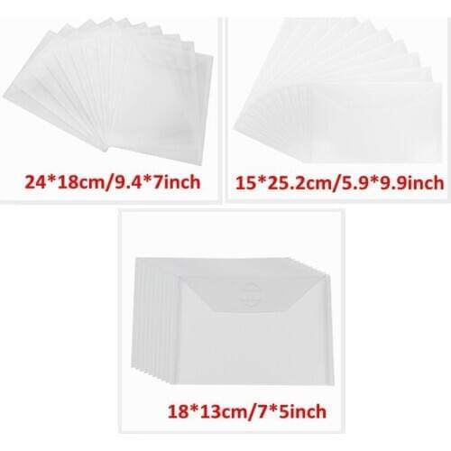 10pcs/lot 18*24cm / 15*25.2cm /18*13cm Transparent Plastic Folder Bags For Storing Cutting Dies Stamps Embossing Making Template