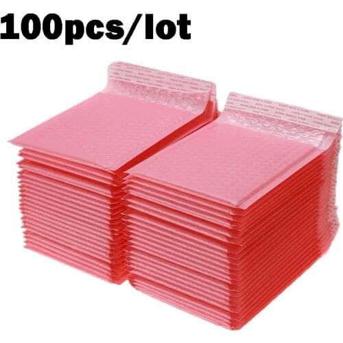 100Pcs Bubble Mailers Padded Envelopes Lined Poly Mailer Self Seal Pink Shipping Envelope Waterproof Bubble Express Mailing Bag