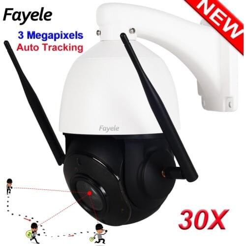 Wireless WIFI 3MP Auto Tracking IP PTZ Camera 30X Zoom Humanoid Detection 2 way Audio AI Color Night Vision P2P SD Slot P6SLite