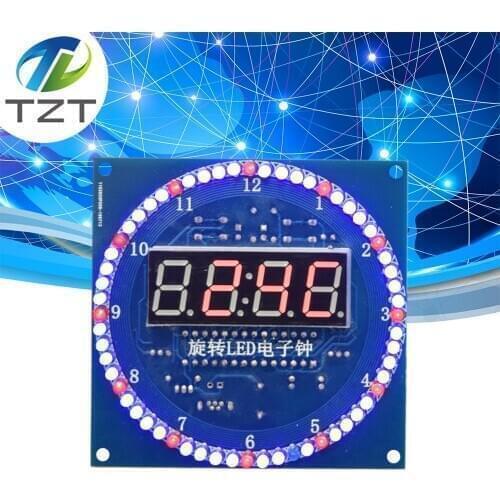 DIY Rotating Digital LED Display Module Alarm Electronic Digital Clock Kit 51 SCM Learning Board 5V DS1302