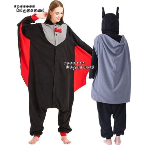 Fleece Unisex Animal Bat Adult Onesie Boy Girl Christmas Cosplay Winter Pajama Raccoon Kigurumi Kids