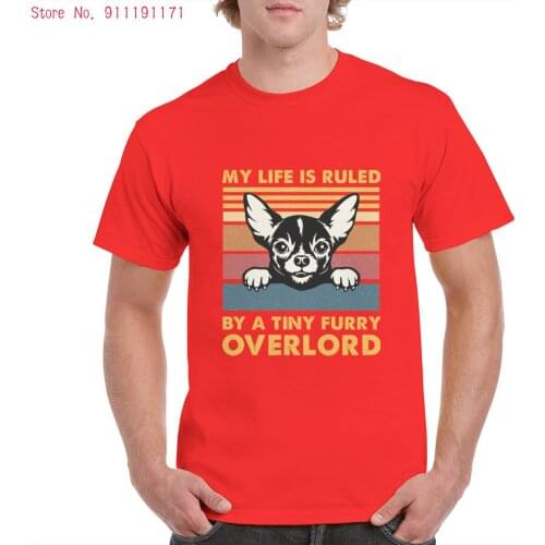 Red My Life is Ruled by a Tiny Furry Overlord Funny Dog Aesthetic t shirt Pink T-shirt 100% Cotton 3D Graphic Oversized Top
