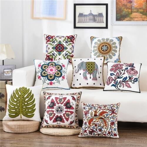 Hap-deer 100%cottom handcraft embroidered Cushion for Sofa Car Seat traditional housewarming gift Throw Pillow Home Decorative
