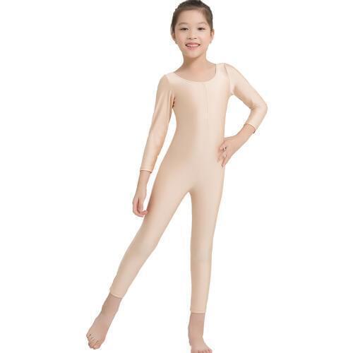 Girls dance bodysuit ballet unitards for kids nude body tights Gymnastics Long Sleeve Catsuit leotard nylon zentai for girls