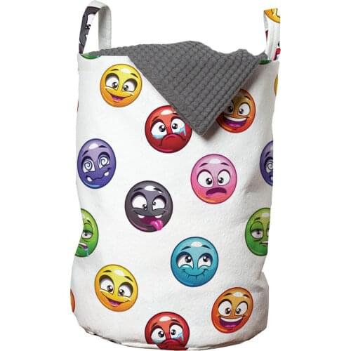 Emoticon Laundry Basket Cartoon Faces in Different Colors Organizer for Clothes Underwear Socks Toys Wash Bag & Home Storage