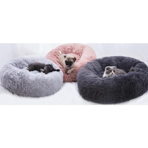 Round Plush Cat Bed House Soft Long Plush Cat Bed Round Pet Dog Bed For Small Dogs Cats Nest Winter Warm Sleeping Bed Puppy Mat