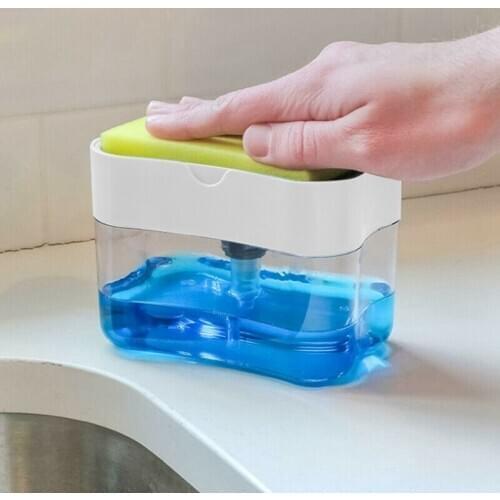 Kitchen Scrubbing Liquid Detergent Automatic Dispenser Press-type Liquid Box Scouring Pad Dishwashing Soap Dispenser