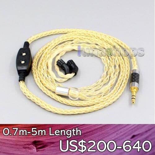LN006508 3.5mm 2.5mm 4.4mm 8 Cores 99.99% Pure Silver + Gold Plated Earphone Cable For AKR03 Roxxane JH Audio JH24 Layla Angie