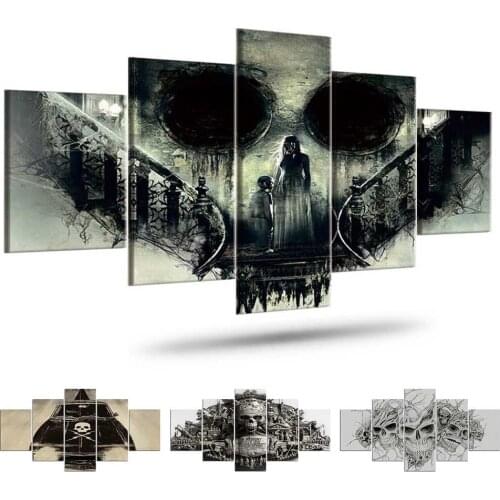 Modular Evil Skull Canvas Pictures Home Decor 5 Pieces Horrible Paintings HD Prints Abstract Wall Art Poster Framework