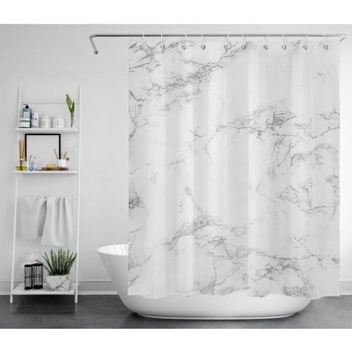 LB Marbled Shower Curtain Bathroom Waterproof Fabric Texture Rock Natural Curve Artistic for Bathroom Supplies