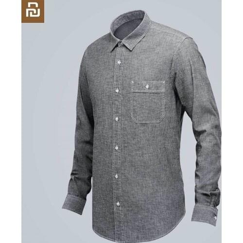 Youpin 90 FUN Fashion imitation denim men long sleeve shirt Casual slim cotton shirt coat Comfortable breathable