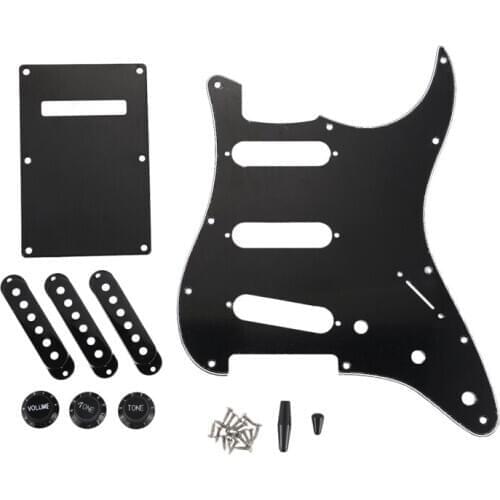 Set Of 3 Ply Black 11 Hole Sss Guitar Pickguard Strat Back Plate Pickup Covers Knobs Guitarra Tips Guitar Parts & Accessories-52