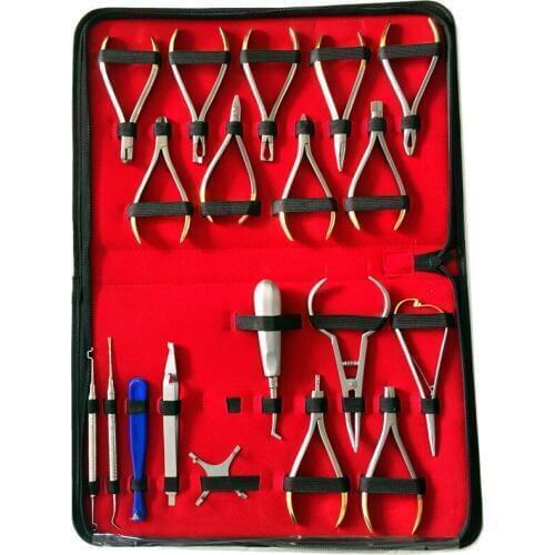 19pcs good quality Dental Orthodontics Instruments Set Ring Retractable Bracket Locator Subalong Pliers (Without packaging)
