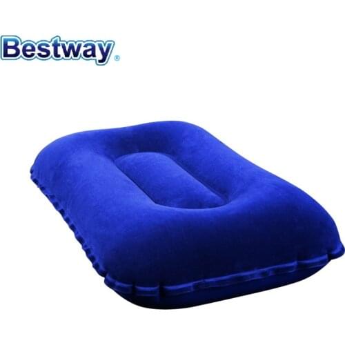 67121 Bestway 4 Pcs of 42x26x10cm Flocked Air Camp Pillow 16.5" x10"x4" Inflatable Pillow for Home & Camping Outdoor Air Cushion