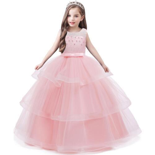 New elegance sleeveless princess dress dance party girls wedding dress, girls high quality lace evening dress.noble