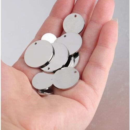 New 20mm 5piece/lot Mirror Polished Stainless Steel Round Disk Stamping Blanks Charm DIY Tag Discs 1.5mm Thickness