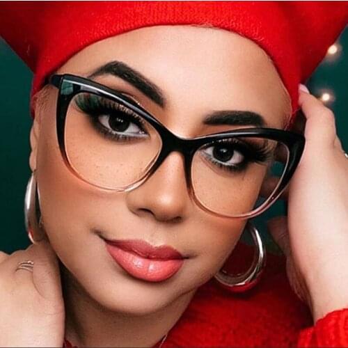 Oversized Cat Eye TR90 Glasses Frames Anti Blue Light Ultralight Men Women Optical Fashion Computer Glasses 50115
