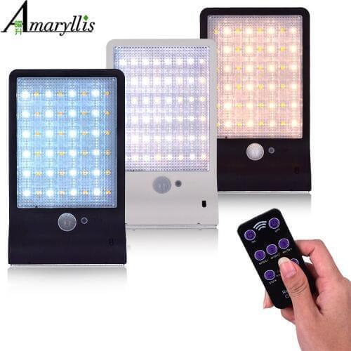 Outdoor Street Waterproof Wall Lights 450lm 48 LED Solar Power Street Light PIR Motion Sensor Light Garden Security Lamp