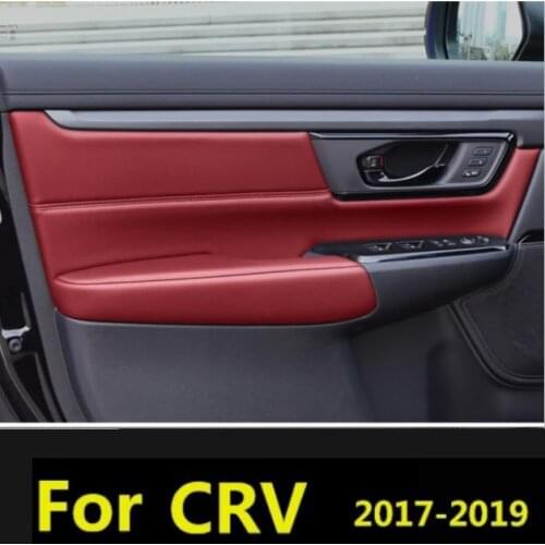 For Honda CRV 2017 2018 2019 2020 Microfiber Front/Rear Door Panel + Armrest Leather Cover Protective Trim with Mount Fittings