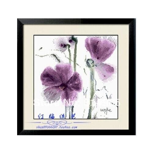 Embroidery Package 6 Pieces (1 lot=6 pieces) Luxurious New Cross Stitch Classical Purple Wave Ink Flower -5-15Business Days