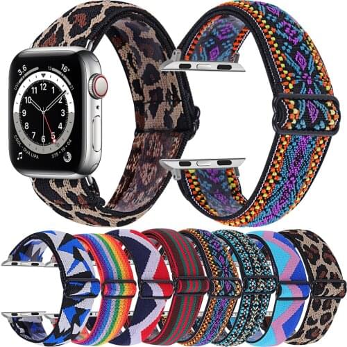 2021 Elastic Fabric Straps For Apple Watch Series 6 5 4 3 2 1 SE Fashion 38 42mm 42 44mm Bracelet Band Correa For Iwatch Correa