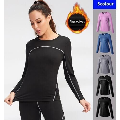 Sports tops gym women fitness t shirt Sweatshirt Plus Velvet Winter Running Sport top Fitness shirt female Long Sleeve Yoga tops