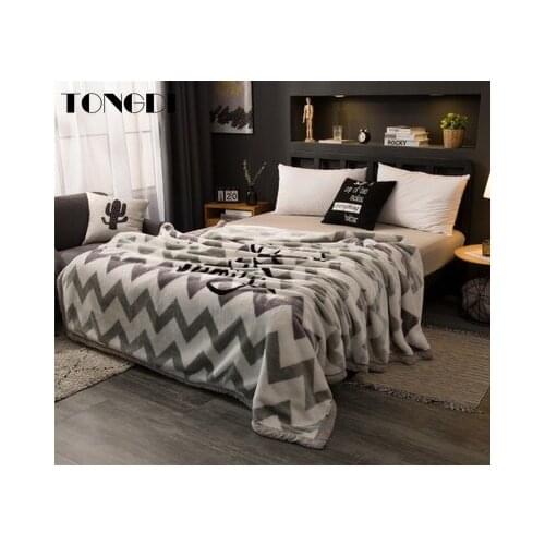 TONGDI Thickened Soft Warm Fanne Raschel Blanket Printing Winter Couch Cover Bed Sofa Machine Wash Plush Bedspread Children
