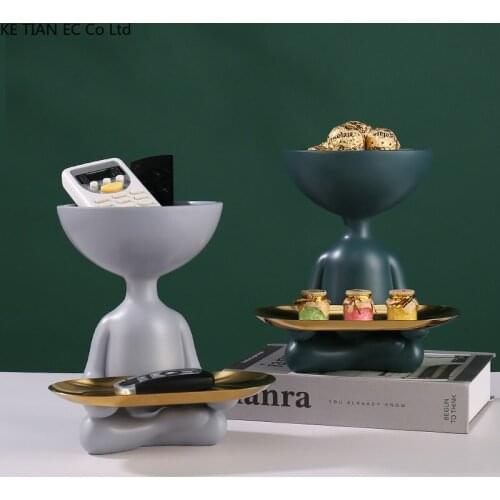 Creative Resin Character Storage Tray Desktop Storage Decoration Household Luxury Metal Fruit Snack Jewelry Box Character Decor