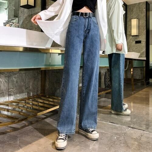 Spring/autumn Women Loose Wide Leg Pants High Waist Elegant Straight Streetwear Trausers Casual Blue Black Womens Clothes