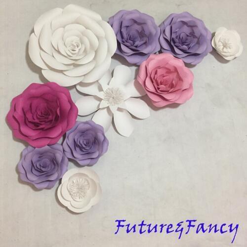 10pcs set Giant Paper Flowers Showcase Wedding Backdrops Props flores artificiais para decora o Mix 4 Different Flower Styles