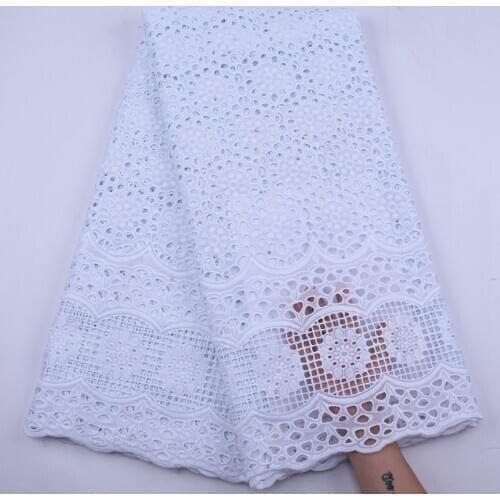 2020 Latest Nigerian Pure White Cotton Lace Fabric African Swiss Voile Lace High Quality Dry Lace Fabric For Daily Garment S1931