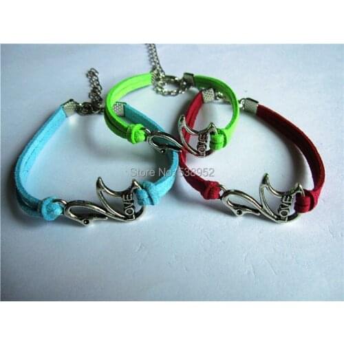 20cs/lot(mix 11 color)White Swan love bird Double heart Elephant sister musical note Anchor rudder infinite bracelet whosale