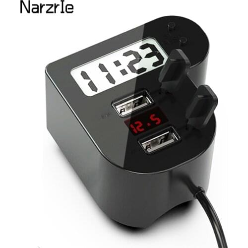 3 In 1 12V Motorcycle Quick Charge Adapter 5V 3.1A 1.5A Dual USB Waterproof Motorbike Digital Clock LED Voltmeter Accessories