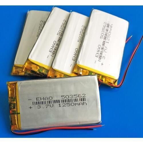 5 pcs 3.7V 1250mAh lipo polymer lithium rechargeable battery for GPS PDA DVD bluetooth recorder e-book camera 503562 5*35*62mm
