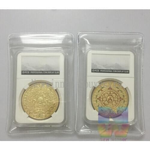 5pcs/lot Maya Sundials Gold Plated Coins American Uncirculated Souvenirs Gifts Coin With PCCB Case