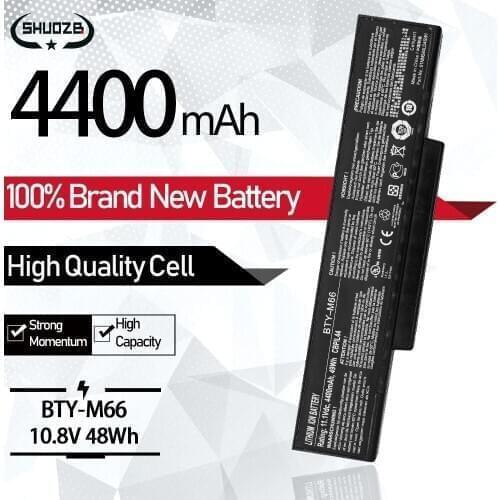 Laptop Battery BTY-M66 For MSI SQU-528 M655 M660 M662 M670 M677 CR400 PR600 PR620 GX400 GX600 GX610 10.8V 4400mAh 48Wh