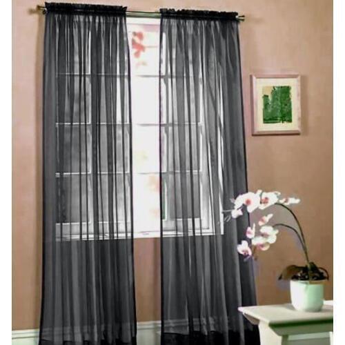 Freeshipping Black glass yarn window screening voile curtains,rod pocket processing style tulle/sheer curtain